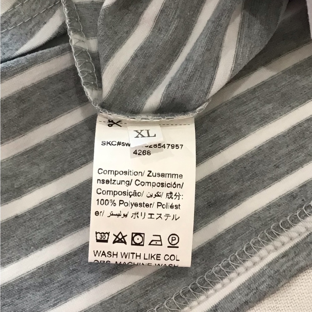 Casual White and Gray Mini Dress with Crew Neck Women’s Size XL Super Soft - Picture 4 of 6